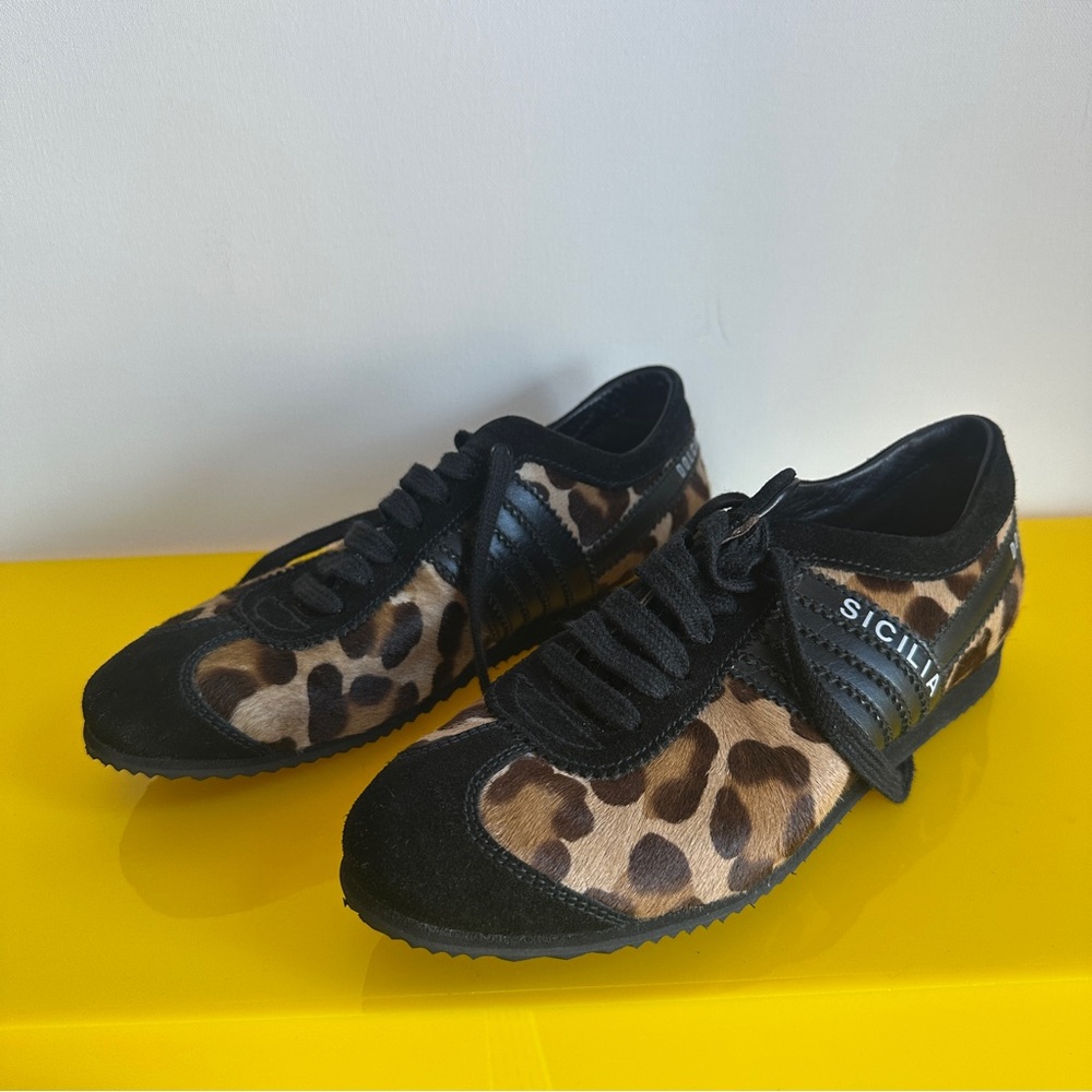 Dolce & Gabbana Black Suede and Leopard Ponyhair Sneakers